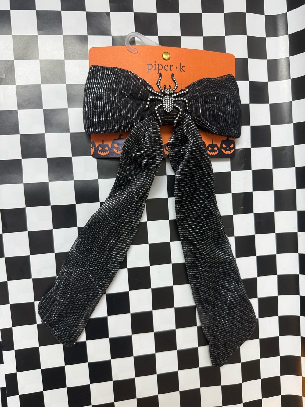 Piper Black Sparkle Spider Bow Hair Accessory